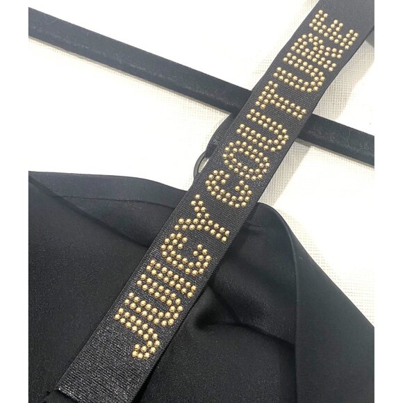 Juicy Couture Y2K Black Tank Top With Embellished Straps XL Nylon/Spandex bling - Picture 4 of 7